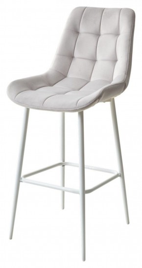 Барный стул ХОФМАН, цвет H-09 Светло-серый, велюр / белый каркас М-City в Игре - igra.ok-mebel.com | фото
