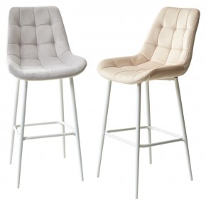 Барный стул ХОФМАН, цвет H-09 Светло-серый, велюр / белый каркас М-City в Игре - igra.ok-mebel.com | фото 5