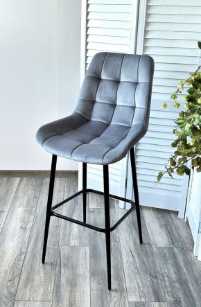 Барный стул ХОФМАН, цвет H-14 Серый, велюр / черный каркас М-City в Игре - igra.ok-mebel.com | фото 2