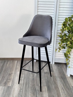Барный стул NEPAL-BAR СЕРЫЙ #27, велюр/ черный каркас (H=78cm) М-City в Игре - igra.ok-mebel.com | фото 6