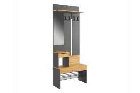БАСКО Прихожая (модульная) графит/дуб крафт золотой в Игре - igra.ok-mebel.com | фото 6
