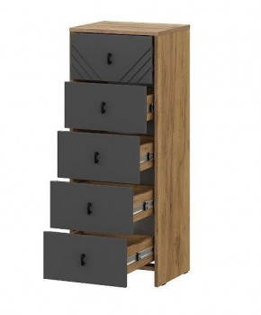 БАЙКАЛ Комод (5 ящиков) Графит/Дуб золотой в Игре - igra.ok-mebel.com | фото 2