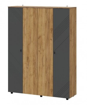 БАЙКАЛ Шкаф четырехстворчатый (Графит/Дуб золотой) в Игре - igra.ok-mebel.com | фото