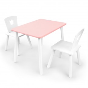 Детский комплект стол и два стула «Корона» Rolti Baby (розовый/белый, массив березы/мдф) в Игре - igra.ok-mebel.com | фото
