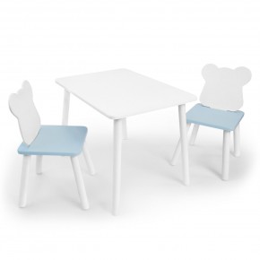 Детский комплект стол и два стула «Мишка» Rolti Baby (белый/голубой, массив березы/мдф) в Игре - igra.ok-mebel.com | фото