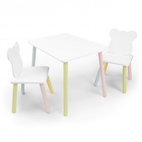 Детский комплект стол и два стула «Мишка» Rolti Baby (белый/цветной, массив березы/мдф) в Игре - igra.ok-mebel.com | фото