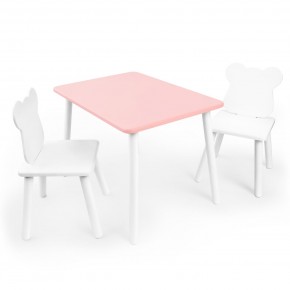 Детский комплект стол и два стула «Мишка» Rolti Baby (розовый/белый, массив березы/мдф) в Игре - igra.ok-mebel.com | фото