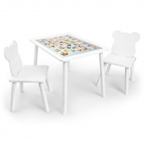 Детский комплект стол и два стула Мишка Rolti Baby с накладкой Алфавит (белая столешница/белое сиденье/белые ножки) в Игре - igra.ok-mebel.com | фото