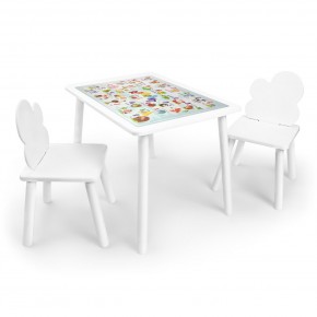 Детский комплект стол и два стула Облачко Rolti Baby с накладкой Алфавит (белая столешница/белое сиденье/белые ножки) в Игре - igra.ok-mebel.com | фото