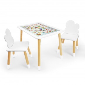 Детский комплект стол и два стула Облачко Rolti Baby с накладкой Алфавит (белая столешница/белое сиденье/береза ножки) в Игре - igra.ok-mebel.com | фото 1
