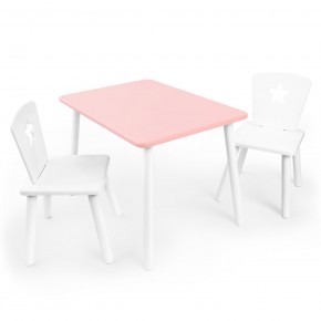 Детский комплект стол и два стула «Звезда» Rolti Baby (розовый/белый, массив березы/мдф) в Игре - igra.ok-mebel.com | фото
