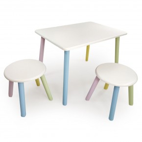 Детский комплект стол и два табурета круглых  (Белый, Белый, Цветной) в Игре - igra.ok-mebel.com | фото