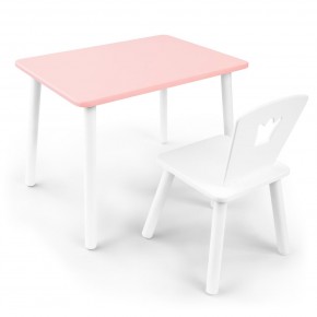 Детский комплект стол и стул «Корона» Rolti Baby (розовый/белый, массив березы/мдф) в Игре - igra.ok-mebel.com | фото