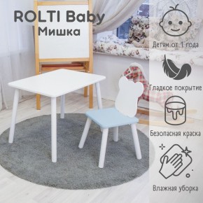 Детский комплект стол и стул «Мишка» Rolti Baby  (голубая столешница/голубое сиденье/белые ножки) в Игре - igra.ok-mebel.com | фото 1