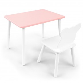 Детский комплект стол и стул «Мишка» Rolti Baby (розовый/белый, массив березы/мдф) в Игре - igra.ok-mebel.com | фото