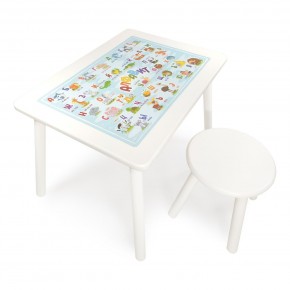 Детский комплект стол и табурет круглый Rolti Baby с накладкой Алфавит (белая столешница/белое сиденье/белые ножки) в Игре - igra.ok-mebel.com | фото 1