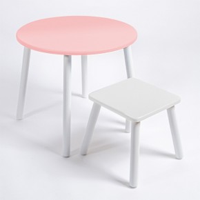 Детский комплект стол КРУГЛЫЙ  и табурет Rolti Baby (розовая столешница/белое сиденье/белые ножки) в Игре - igra.ok-mebel.com | фото