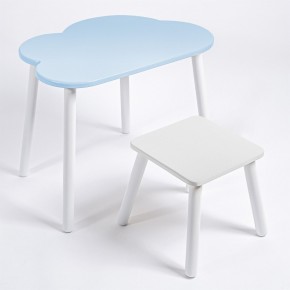 Детский комплект стол ОБЛАЧКО  и табурет Rolti Baby (голубая столешница/белое сиденье/белые ножки) в Игре - igra.ok-mebel.com | фото