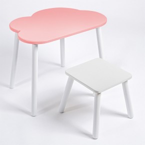 Детский комплект стол ОБЛАЧКО  и табурет Rolti Baby (розовая столешница/белое сиденье/белые ножки) в Игре - igra.ok-mebel.com | фото 1