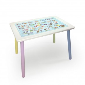 Детский стол с накладкой Алфавит (Белый/Цветной) в Игре - igra.ok-mebel.com | фото