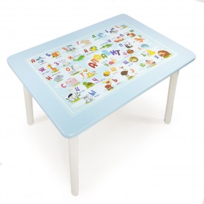 Детский стол с накладкой Алфавит  (Голубой/Белый) в Игре - igra.ok-mebel.com | фото 1