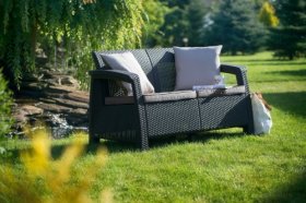 Диван пластиковый Корфу (Corfu love seat) графит в Игре - igra.ok-mebel.com | фото 2