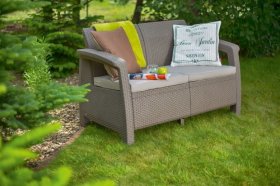 Диван пластиковый Корфу (Corfu love seat) капучино - песок в Игре - igra.ok-mebel.com | фото 2