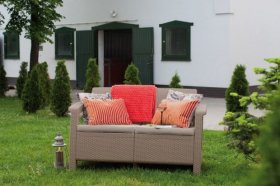 Диван пластиковый Корфу (Corfu love seat) капучино - песок в Игре - igra.ok-mebel.com | фото 3