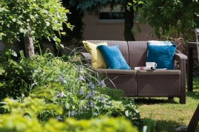 Диван пластиковый Корфу (Corfu love seat) коричневый - серо-бежевый* в Игре - igra.ok-mebel.com | фото 4