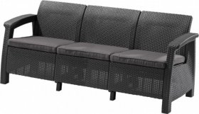 Диван пластиковый Корфу Макс (Corfu love seat max) графит в Игре - igra.ok-mebel.com | фото