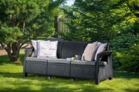 Диван пластиковый Корфу Макс (Corfu love seat max) графит в Игре - igra.ok-mebel.com | фото 2