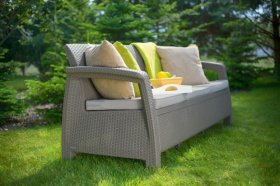 Диван пластиковый Корфу Макс (Corfu love seat max) капучино - песок в Игре - igra.ok-mebel.com | фото 3