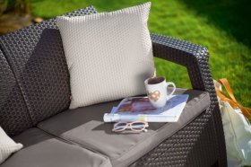 Диван пластиковый Корфу Макс (Corfu love seat max) коричневый в Игре - igra.ok-mebel.com | фото 3