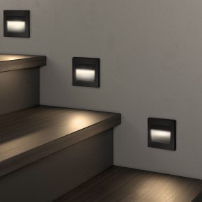 DK3050-BK Светильник встраиваемый в стену, IP 20, LED 3000, 1 Вт, черный пластик в Игре - igra.ok-mebel.com | фото 3