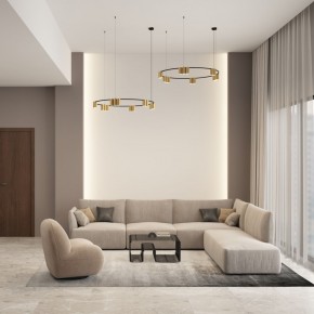 DK4067-BK+SG Подвесной светильник ORBIT, IP20, 15xGU10 LED, до 15 Вт, черный + сатинированное золото, алюминий в Игре - igra.ok-mebel.com | фото 4