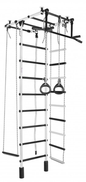 ДСК Атлант цв.белый-черный: турник, кольца, канат, трапеция, веревочная лестница в Игре - igra.ok-mebel.com | фото