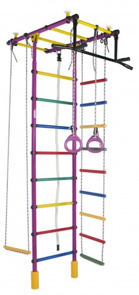 ДСК Атлант цв.фиолетовый радуга: турник, кольца, канат, трапеция, веревочная лестница в Игре - igra.ok-mebel.com | фото