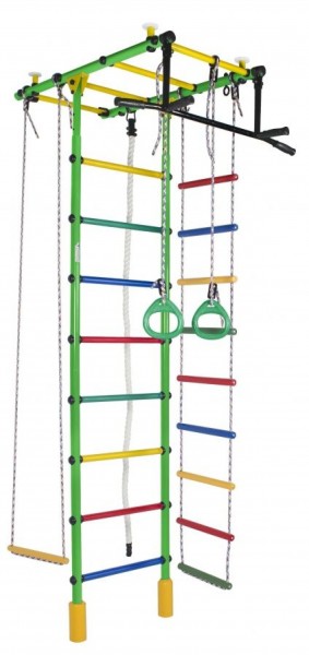 ДСК Атлант цв.салатовый радуга: турник, кольца, канат, трапеция, веревочная лестница в Игре - igra.ok-mebel.com | фото