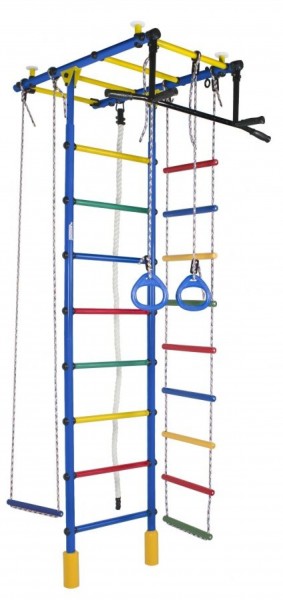 ДСК Атлант цв.синий радуга: турник, кольца, канат, трапеция, веревочная лестница в Игре - igra.ok-mebel.com | фото 1