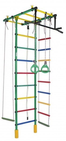 ДСК Атлант цв.зеленый радуга: турник, кольца, канат, трапеция, веревочная лестница в Игре - igra.ok-mebel.com | фото