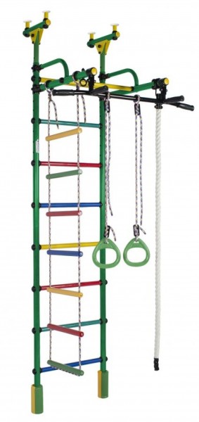 ДСК Жирафик цв.зеленый радуга: турник, кольца, канат, верёвочная лестница в Игре - igra.ok-mebel.com | фото