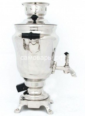 Электрический самовар из латуни никелированный на 1,5 литра форма "Тюльпан" с защитой от выкипания в Игре - igra.ok-mebel.com | фото 3