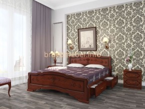 КАРИНА-6 Кровать из массива 1400 (Орех) с 2-мя ящиками в Игре - igra.ok-mebel.com | фото