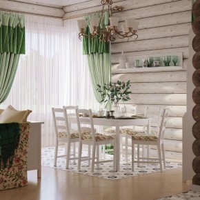 Комлект Вествик обеденный стол и четыре стула, массив сосны, цвет белый в Игре - igra.ok-mebel.com | фото