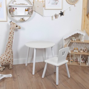 Комплект детский стол КРУГЛЫЙ и стул КОРОНА ROLTI Baby (белая столешница/белое сиденье/белые ножки) в Игре - igra.ok-mebel.com | фото