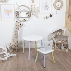 Комплект детский стол КРУГЛЫЙ и стул КОРОНА ROLTI Baby (белая столешница/белое сиденье/цветные ножки) в Игре - igra.ok-mebel.com | фото