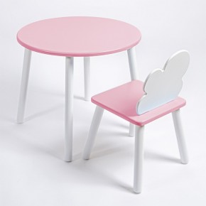 Комплект детский стол КРУГЛЫЙ и стул ОБЛАЧКО ROLTI Baby (розовая столешница/розовое сиденье/белые ножки) в Игре - igra.ok-mebel.com | фото