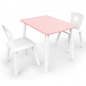 Комплект детской мебели стол и два стула Корона  (Розовый/Белый/Белый) в Игре - igra.ok-mebel.com | фото
