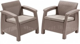 Комплект кресел Корфу Дуо (Corfu Duo set) капучино - песок в Игре - igra.ok-mebel.com | фото