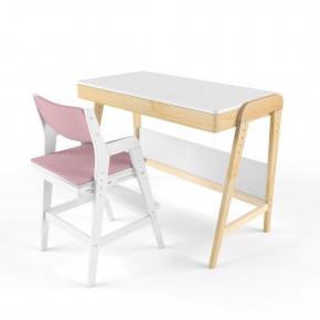Комплект растущий стол и стул с чехлом 38 попугаев «Вуди» (Белый, Белый, Розовый) в Игре - igra.ok-mebel.com | фото